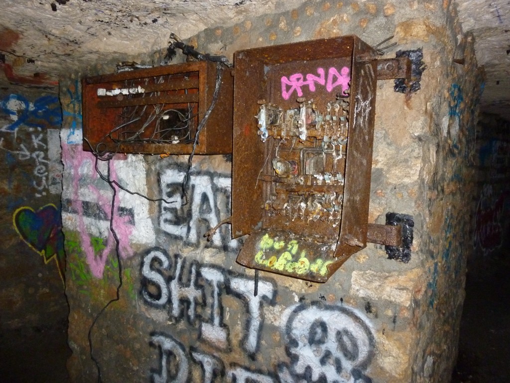 The electrical and communication boxes of the underground Luftwaffe bunker. 